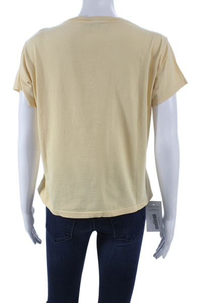 Daydreamer Women Basic Yellow Cotton Crew Neck Short Sleeve T-Shirt Size XS