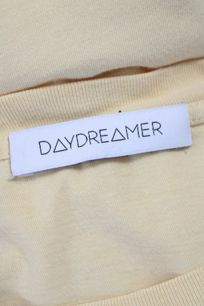 Daydreamer Women Basic Yellow Cotton Crew Neck Short Sleeve T-Shirt Size XS