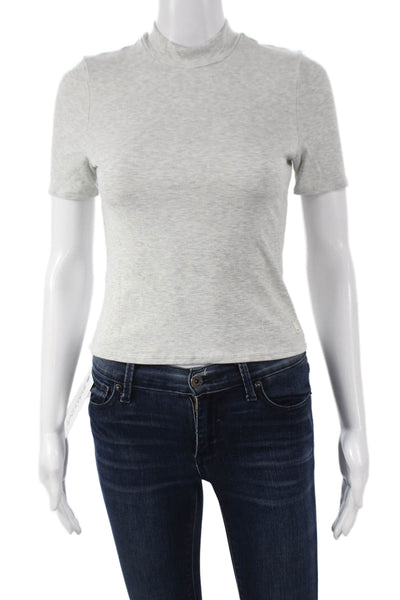 Vuori Womens Basic Cotton Mock Neck Short Sleeve T-Shirt Gray Size S