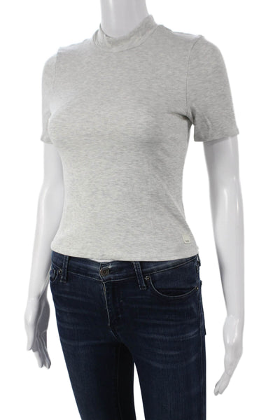 Vuori Womens Basic Cotton Mock Neck Short Sleeve T-Shirt Gray Size S