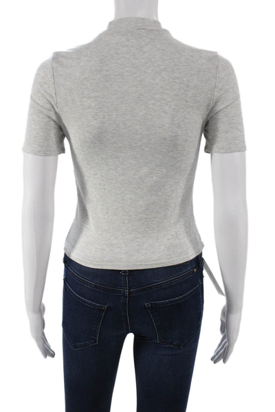 Vuori Womens Basic Cotton Mock Neck Short Sleeve T-Shirt Gray Size S