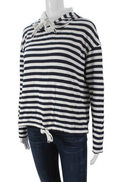 Stateside Women Pullover Hoodie Blue Striped Viscose Long Sleeve Size M