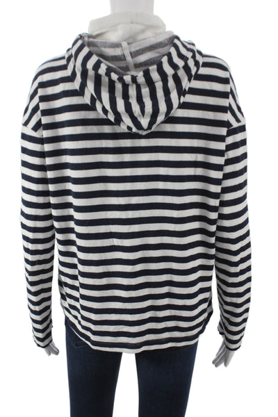 Stateside Women Pullover Hoodie Blue Striped Viscose Long Sleeve Size M