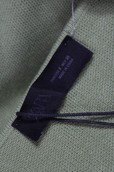 Zara Women Basic Green Viscose Square Neck Sleeveless Tank Button Size S