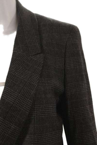 Cuyana Women Double-Breasted Gray Plaid Blazer Button Size XS