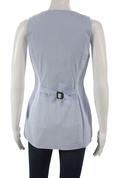 Aligne Women Sleeveless Tunic Vest Blue Button 100% Organic Cotton Size 2