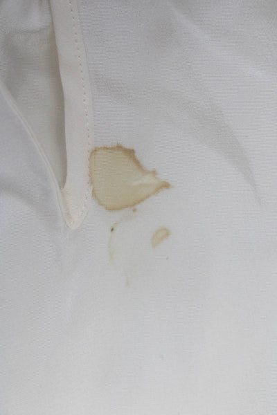 Cuyana Women Silk Collared Long Sleeve Basic Blouse Ivory Pullover Size XS