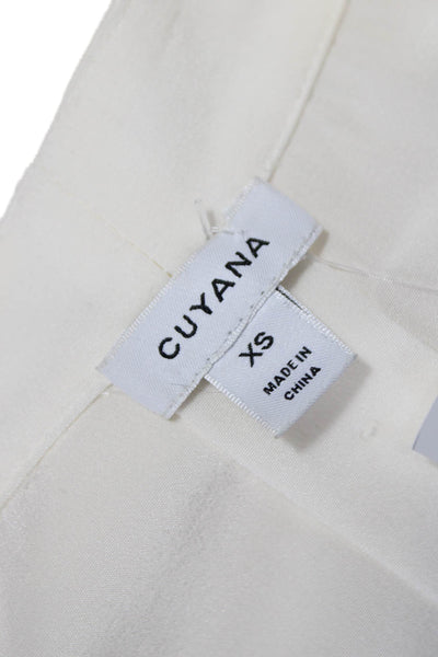 Cuyana Women Silk Collared Long Sleeve Basic Blouse Ivory Pullover Size XS