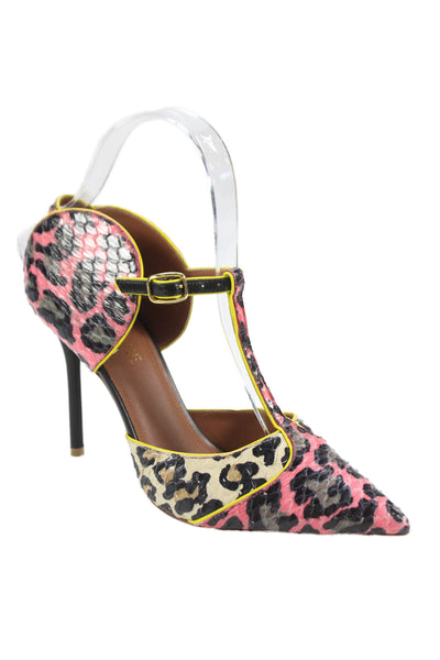 Malone Souliers Women's Pointed Toe Animal Print Stiletto Sandals Size 36