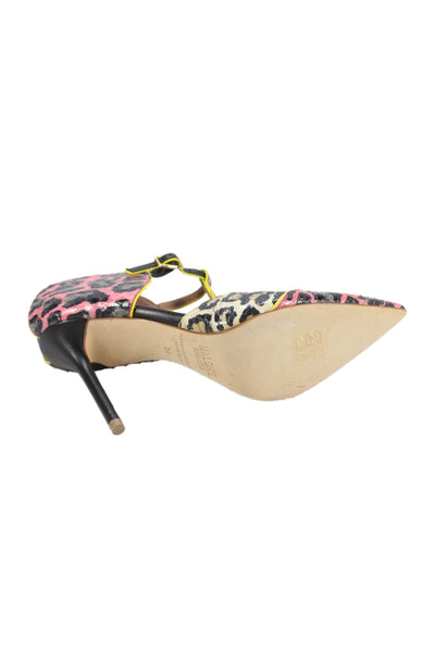 Malone Souliers Women's Pointed Toe Animal Print Stiletto Sandals Size 36