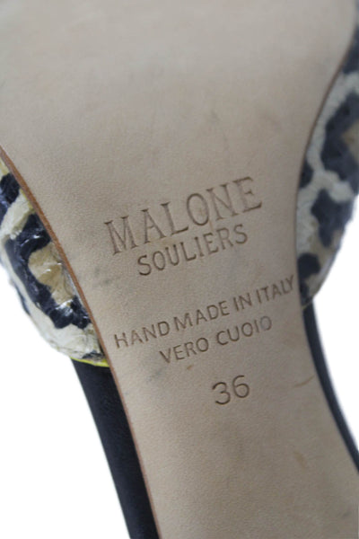 Malone Souliers Women's Pointed Toe Animal Print Stiletto Sandals Size 36