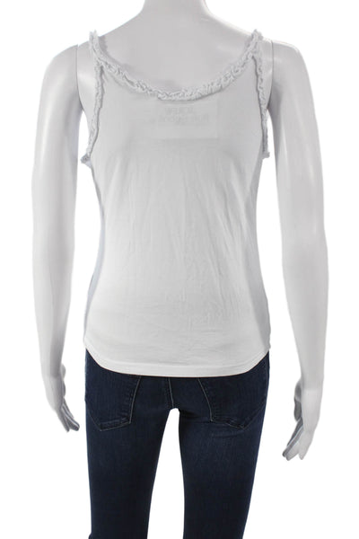 J Crew Women Basic Cotton Scoop Neck Sleeveless Tank White Button Size XS
