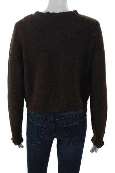 Zara Women Cardigan Brown Round Neck Long Sleeve Size S