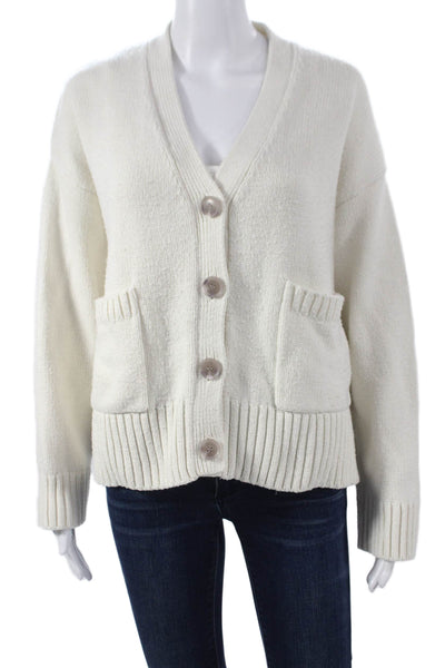 The Drop Womens V-Neck Cardigan Long Sleeve White Size M