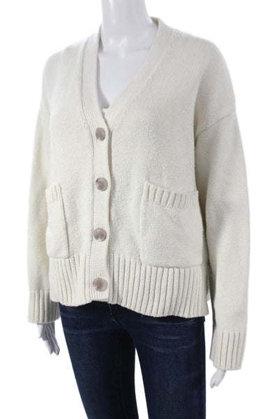 The Drop Womens V-Neck Cardigan Long Sleeve White Size M