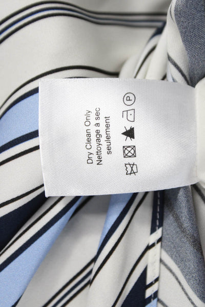 Veronica Beard Women Maxi Dress Blue Silk Striped One Shoulder Zip Size 2