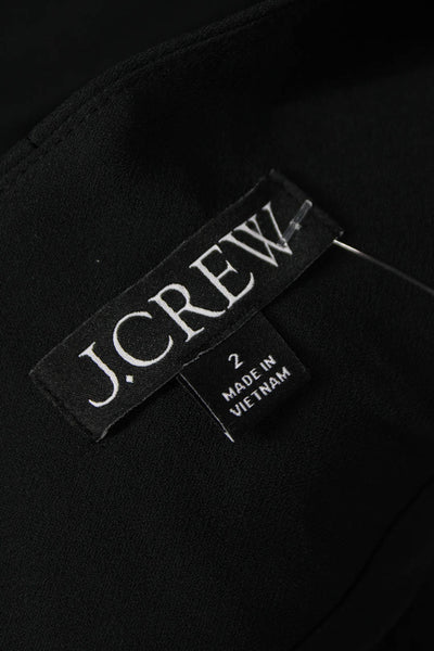 J Crew Womens Jacket Dress Black Viscose Long Sleeve Round Neck Button Size 2
