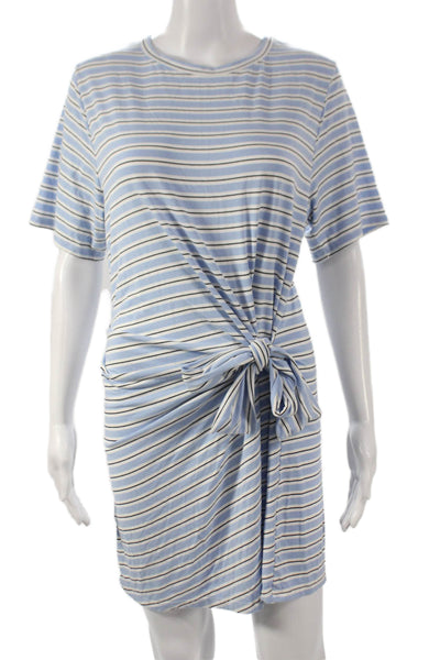 MNG Womens Blue Striped T-Shirt Dress Short Sleeve Round Neck Size 4