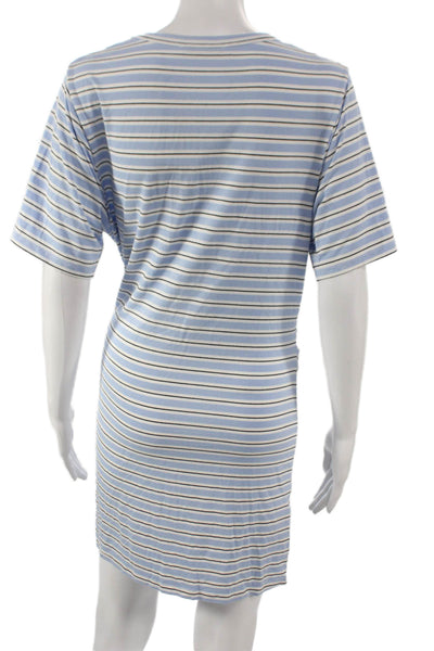 MNG Womens Blue Striped T-Shirt Dress Short Sleeve Round Neck Size 4