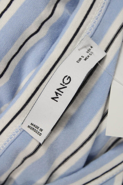 MNG Womens Blue Striped T-Shirt Dress Short Sleeve Round Neck Size 4