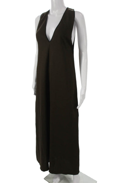 Zara Womens Maxi Brown Polyester V-Neck Sleeveless Pullover Dress Size XS