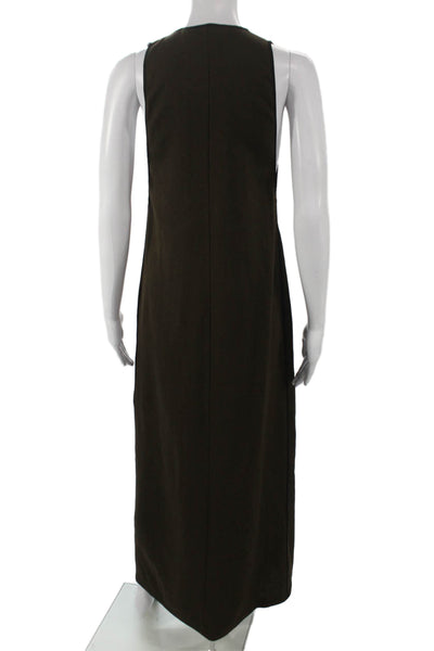 Zara Womens Maxi Brown Polyester V-Neck Sleeveless Pullover Dress Size XS