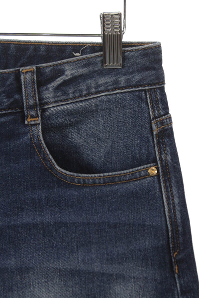 Zara Womens Cropped Mid-Rise Blue Cotton Jeans Button Closure Size 2