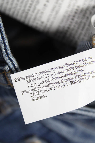 Zara Womens Cropped Mid-Rise Blue Cotton Jeans Button Closure Size 2