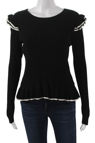 Club Monaco Women Black Crew Neck Long Sleeve Pullover Polyester Size M