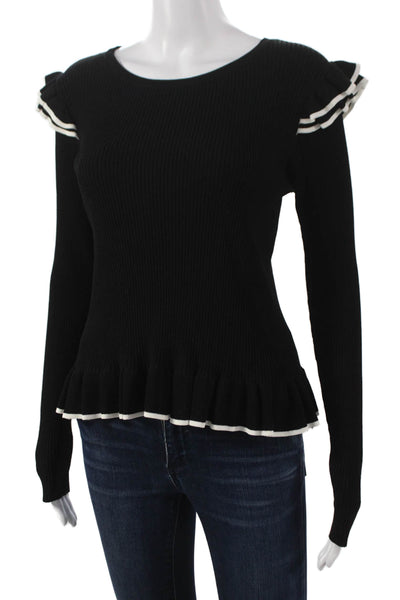 Club Monaco Women Black Crew Neck Long Sleeve Pullover Polyester Size M
