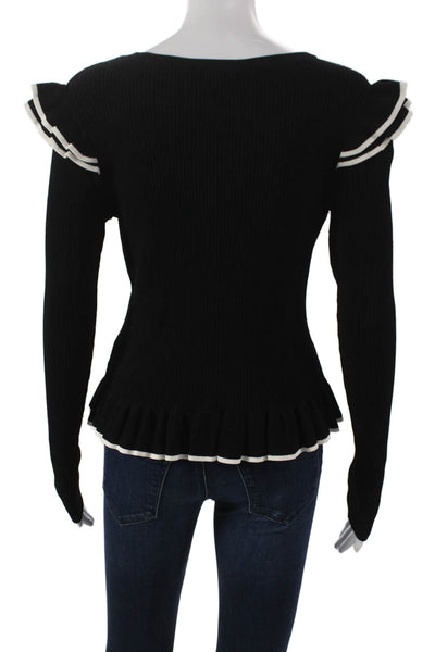 Club Monaco Women Black Crew Neck Long Sleeve Pullover Polyester Size M