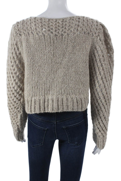 Love Shack Fancy Womens Beige Alpaca Boat Neck Pullover Longsleeve Size S