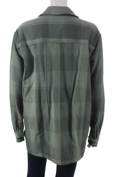 Carhartt Women Green Cotton Plaid Button-Up Shirt Long Sleeve Size M