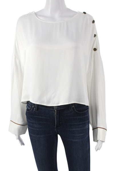 Zara Women Cropped Viscose Boatneck Long Sleeve Blouse Size M