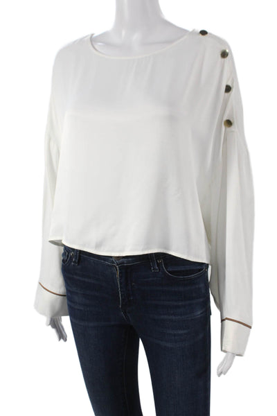 Zara Women Cropped Viscose Boatneck Long Sleeve Blouse Size M