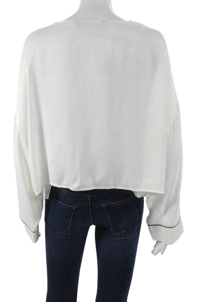 Zara Women Cropped Viscose Boatneck Long Sleeve Blouse Size M