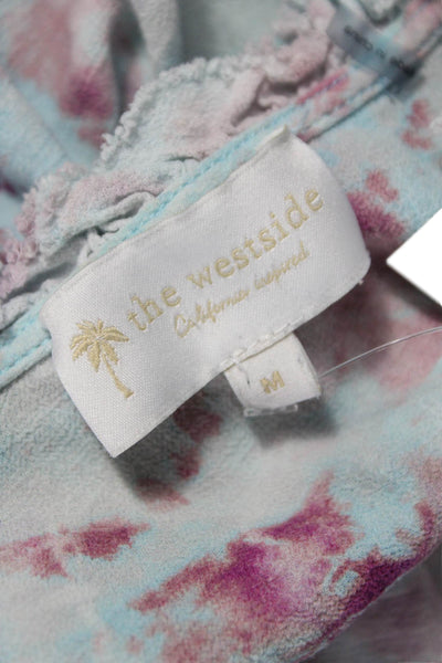 The Westside Women Multicolor Tie-Dye Cotton V-Neck Long Sleeve Blouse Size M