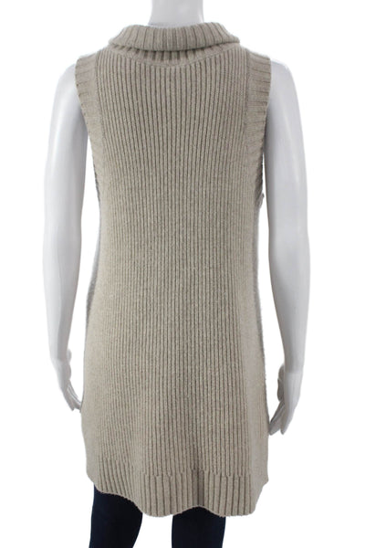 Sweaty Betty Womens Sleeveless Turtleneck Tunic Sweater Beige Cashmere Size M