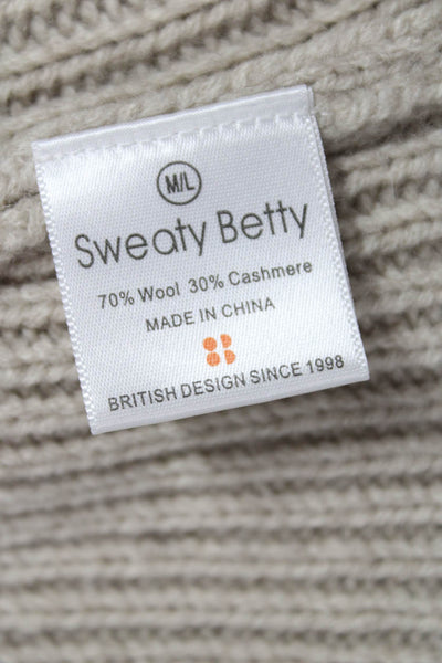 Sweaty Betty Womens Sleeveless Turtleneck Tunic Sweater Beige Cashmere Size M