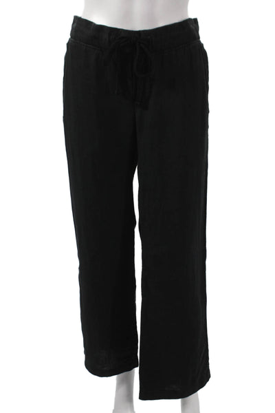 Standard James Perse Women Chino Pants Black Linen Drawstring Size 1