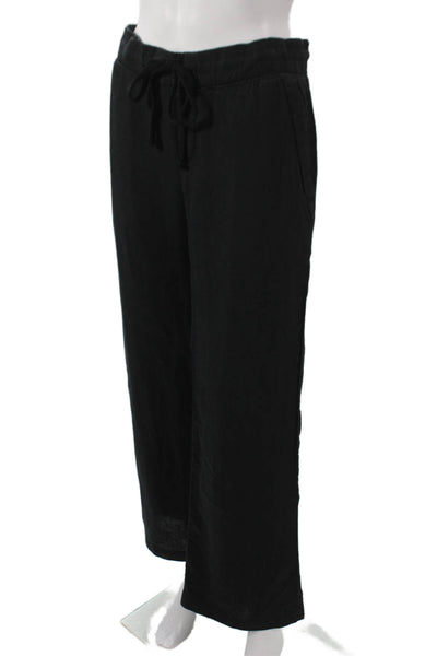 Standard James Perse Women Chino Pants Black Linen Drawstring Size 1