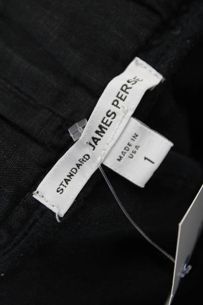 Standard James Perse Women Chino Pants Black Linen Drawstring Size 1