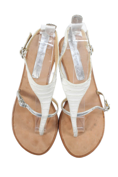 Sigerson Morrison Womens Metallic Detail Sandals White Size 6