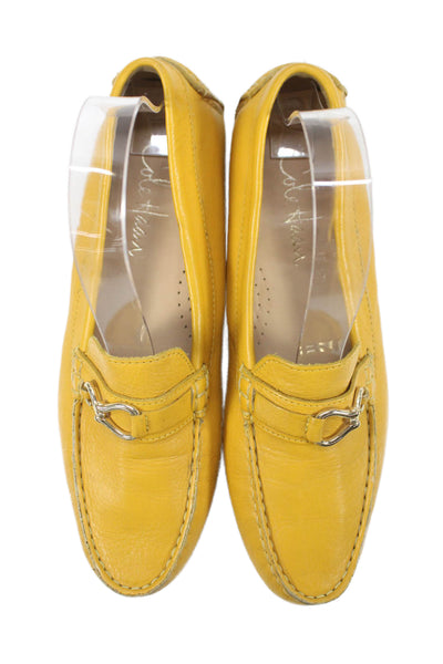 Cole Haan Womens Leather Gold Tone Accent Flats Yellow Size 7.5