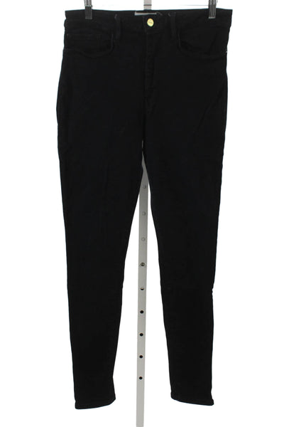 Frame Women Skinny Jeans Black Mid Rise Cotton Inseam 30 Size 2