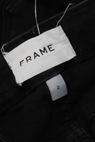 Frame Women Skinny Jeans Black Mid Rise Cotton Inseam 30 Size 2