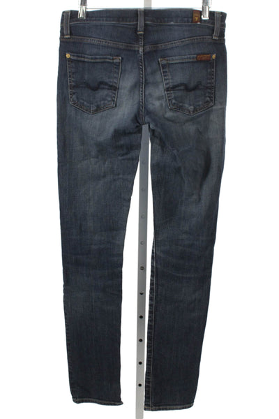 7 For All Mankind Women Skinny Jeans Blue Low Rise Cotton Size 26