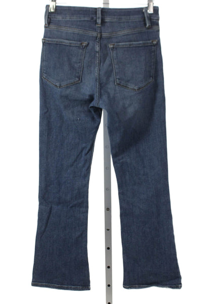 Frame Womens Flared Jeans Blue Low Rise Button Cotton Blend Size 27