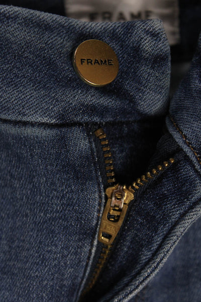 Frame Womens Flared Jeans Blue Low Rise Button Cotton Blend Size 27