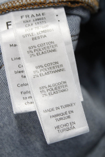 Frame Womens Flared Jeans Blue Low Rise Button Cotton Blend Size 27